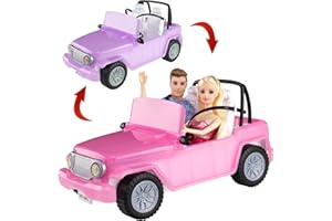 HAPITOIZ Color Change Doll Car for 11.5'' Fashion Dolls, Off Road Vehicle, 2-Seater Convertible with Seatbelts and Rolling Wheels, Toy Gift for Kids Ages 6 7 8+ to 12
