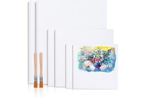 Viesap Toile Peinture, Lot De 6 Toiles Pré-étirées Toiles à Peindre Encadrées 30*25 20*20 15*15cm 100% Pur Coton Toile à Peindre Canvas Peinture Acrylique Art Canvas Blank Canvas Toiles à Peindre Lot.