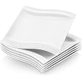 MALACASA Série Flora 6 Assiettes Plates Carrées Porcelaine Blanche 26 Cm - Idéales Pour Pâtes, Steaks Et Dîners
