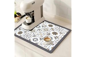 SOQKEEN Tappetino Macchina Caffè 50x30cm, Assorbente, Antiscivolo e Tappetino Scolapiatti per la Protezione del Piano Cucina