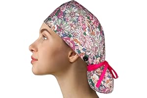 XSYU Chirurgische Kappe FüR Damen MäNner, Op-Haube Aus Stoff Langhaar, Verstellbar Op Kappe Zahnarzt Doktor Krankenschwester Arbeit Kappe FüR Labor KochmüTze Verstellbar Arbeitskappe