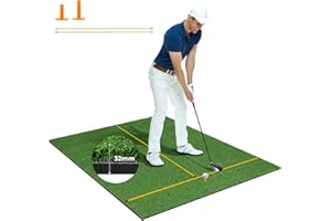 COSTWAY Tappeto da Allenamento Golf 3-in-1, Tappetino da Allenamento in Erba Sintetica con 2 Punte da Golf, 2 Aste di Allineamento e 3 Fori Preforati per le Punte