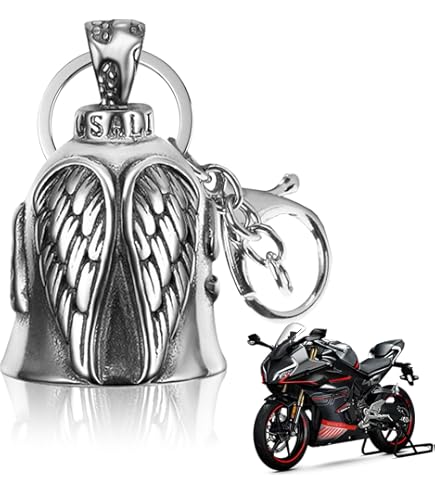 Llavero Campana Moto - Acero Inoxidable (amuleto Protector, Negro)