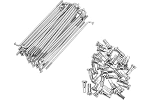 A ABSOPRO Lot de 36 Rayons de Vélo 14G avec 36 écrous pour Roues de VTT en Acier au Carbone Ton Argent