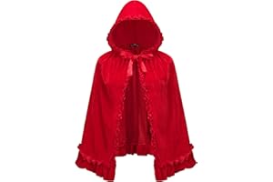 Regenboog Girls Velvet Little Red Riding Hood Cape,Red Velvet Cape for Girls,Halloween Costume for Women,Cosplay Fancy Cape