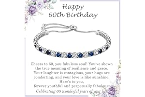 PDTU Birthday Gifts for Women, 30th 40th 50th 60th 70th 80th Birthday Gifts for Her Cubic Zirconia Adjustable Birthday Bracelet Presents for Mum Grandma Daughter Friends│30-80 Birthday Gifts for Women