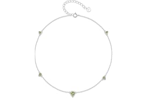 Step Forward Corazón de Plata Esterlina Piedra de Nacimiento Tobilleras: Constelación Mes Cumpleaños Regalo Joyería para Mujeres o Niñas Adolescentes o Hija