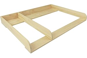 PuckDaddy Plan à Langer Pelle - 108x80x10 cm, Plan à Langer en Bois Naturel, Plan à Langer avec cloison Compatible avec Les commodes IKEA Hemnes, matériel de Montage pour Fixation Murale Inclus