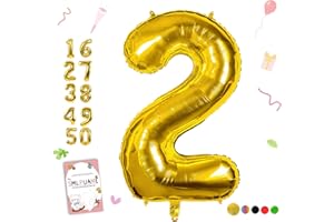 Smlpuame 40 inch Number Balloon 0-9 Gold Large Number 2 Balloons,Digital Balloons for Birthday Party Celebration Decorations Supplies, Helium Foil Number Balloons for Wedding Anniversary