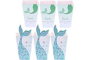 Meet-shop Popcorn Boxen,Meerjungfrau Popcorn Tüten Pappe 12 Stück Popcorn Candy Boxen Behälter für Party Snacks,Süßigkeiten,Popcorn,Geburtstage,Filmabend,Karneval