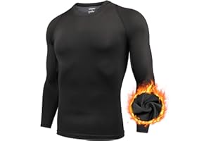 AMZSPORT Camicia a Compressione da Uomo, Maglietta a Maniche Lunghe Cool Dry Layer Fitness Top