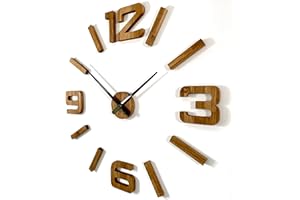 FLEXISTYLE Zegary ścienne 3D "zrób to sam", drewno, dąb, duży zegar ścienny, 100-130 cm, 3D, nowoczesny design, Eko, tatuaż ścienny, dekoracja do biura, salonu, sypialni, artykuł dekoracyjny zegar kwarcowy