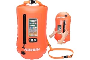 BOOSTEADY Bouée de Natation, Bouée de Sac Étanche de Sécurité avec Ceinture Ajustable, Bouée de Nage en Eau Libre, Flotteur de Sécurité de Natation Gonflable pour Triathlon Kayak Triathlète