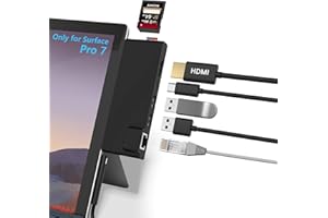 BAWANFA Surface Pro 7 Hub stacja dokująca z adapterem HDMI 4K + RJ45 Ethernet LAN + ładowanie USB C PD + 2 porty USB 3.0 + SD/TF (Micro SD) konwerter czytnika kart Combo adapter do Microsoft Surface Pro 7