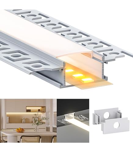 Shine Plus LED Trockenbauprofil 2 M, 12 Stück – Aluminium, Für LED-Streifen Bis 20 Mm, Mit Diffusor