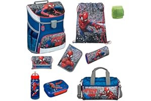 Familando Spiderman Schulranzen Set · Jungen Schulranzen 1. Klasse · Scooli Campus Fit Schultasche · ergonomisch & leicht · 9tlg. mit Sporttasche