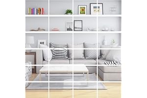 Elcoho 24 Pieces Flexible Mirror Sheets Self-Adhesive Plastic Mirror Tiles Non-Glass Mirror Stickers for Home Decoration, 6 x 9 Inches