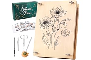 Aboofx Flower Press for Adults, 6 Layers 11.8 x 6.9 Inch Wooden Plant Leaf Flower Pressing Kit with Tools & Gift Box, DIY Flowers Preservation Kit Wedding Flowers, Great for Art Crafts Lovers
