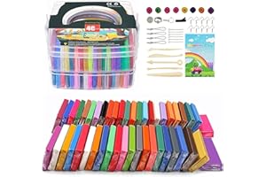 SUNNOW Knete Soft Set，46 Farben 1.28Kg/2.80LB Ofen Backen Polymer Clay gehören 5 Modellierwerkzeug und Schmuckzubehör set,Polymer Ton beste Weihnachten und Geburtstagsgeschenke für Kinder.