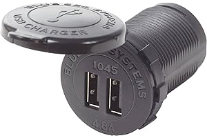 Blue Sea 1045 12/24 V cargador USB dual de 1 1/8 pulgadas montaje en agujero (parte #1045 por Blue Sea Systems)