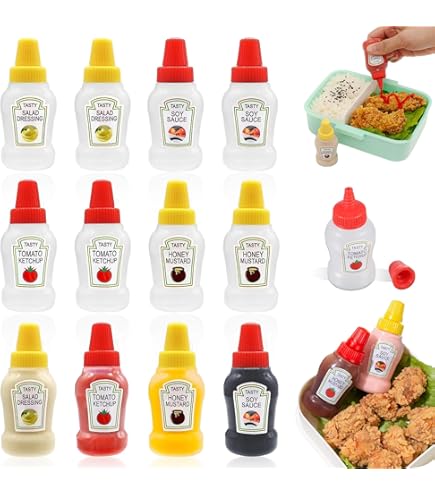 Set 4 Bottigliette Ketchup 23ml Riutilizzabili - Portasalse Per Pranzo E Picnic - Foto 2