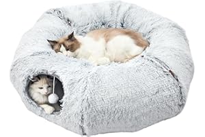 JIUPETY Túnel de felpa para cama de gato, color gris claro, L