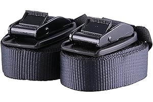 SANDAX Set di 2 cinghie di tensione di alta qualità con chiusura a morsetto, colore nero e protezione della fibbia in gomma, lunghezza 4 m, larghezza 25 mm, portata fino a 540 kg