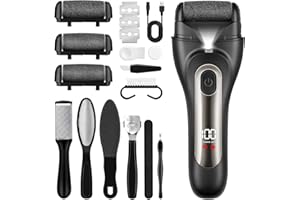 GlasFlength Lima Electrica Pies Durezas, 10 Piezas Lima Pies Electrica IPX7 Impermeable Quita Durezas Para Pies con 3 Rodillos y 2 Velocidades Durezas Pies Eliminar para Pies Callos y Piel Muerta