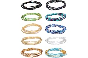 DHSBGWSX 10 Chaînes De Taille Pour Femmes, Chaînes De Perles De Taille Élastiques, Chaînes De Ventre Pour Filles, Chaînes De Danse Du Ventre D'Été, Chaînes Décoratives De Taille, Chaînes De Corps