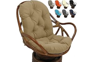 CUSENA Swivel Rocker Chair Cushion 120x60cm, Washable & UV-Resistant Rocking Replacement Chair Pads, Cushion Mat for Recliner Rocking Rattan Chair Garden Seat Cushion Sofa Tatami Mat,Khaki,60x120 cm