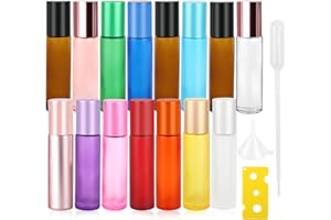 YARVPUV Ätherische Öle Roll On Flasche Leer 10ml, 15 Farben Roll on Glasflaschen für Ätherisches Öl,Nachfüllbar Rollon Flaschen für Öle,für Ätherische Öle, Parfüm,Kosmetika, Massage