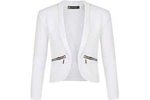 LOTMART Filles Manches Longues Ouvert Avant Fermeture Éclair Veste Poche Enfants Blazer Cardigan Haut