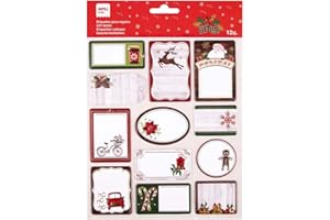 APLI Kids - Étiquettes Cadeaux de Noël, 12 Autocollantes avec Finition Matelassée pour Identifier et Décorer, 1 Feuille pour Noël