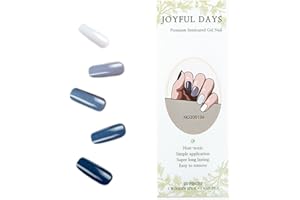 JOYFULDAYS JOYFUL DAYS Tiras de Uñas de Gel Semi-Curado, Autoadhesivas Pegatina de Esmalte de Uñas de Gel, Nail Wrap Incluye Lima y Palo (Pastel Blue Mix)