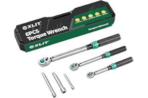 XLIT Drehmomentschlüssel-Set 1/4 3/8 1/2 Zoll (1-25Nm / 5-60Nm /20-220Nm), ±3% Hohe Genauigkeit mit 3 Verlängerungen & Profi-Schutzbox, für Fahrrad, Motorrad, Auto und Kfz-Reparatur