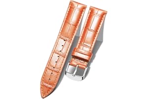 BINLUN Bracelet de Montre en Cuir Crocodile Véritable Remplacement Montre Bracelet à Dégagement Rapide Etanche 10 Couleurs 13 Tailles pour Hommes Femmes Boucle au Choix Doré/Rose-Or/Argent(10-24mm)