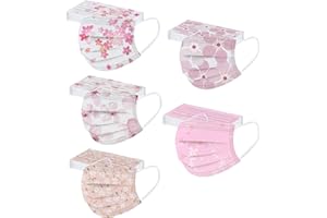 RAOPUZI 50 Pièces Adulte pour Masque Tissu Non-tissé 3 Plis Protection Faciale Jetable Respirant Doux Antipoussière Plein Air Femmes et Hommes Impression Bandeaux Tissu Multifonctionnel Écharpes (B-2)