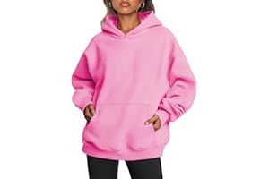 Famulily Ladies Oversized Hoodies Pullover Long Sleeve Sweatshirt Autumn Winter Thermal Fleece Tops with Pockets S-XL
