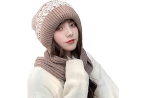 Kashyke Kapuzenschal Damen Winter Schal mit Kapuze Schalmütze Mützenschal Kaputzenschal Frauen Winddichte Pullovermütze Winter Warm Strick Mütze mit Schal Mütze Wintermütze 2 In 1