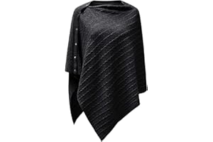 PULI Donna Bottone Scialle lavorato a maglia Poncho Cape Cardigan Cashmere/Cashmere Feel Sciarpa avvolgente per la primavera estate Autunno