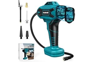 TASDISE Inflador Ruedas Coche, para Batería Makita 18V, Compresor Aire Portátil 160 PSI, Hinchador Ruedas Coche con Pantalla LCD y Manómetro, para Moto, Bicicleta, Pelota, Coche, Pila no incluida
