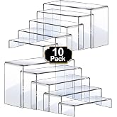 Aheroi Display Risers, 10 Pcs 2 Set Acrylic Riser Shelf, Clear Stands, Set, Shelves For Decor Display, Showcase Stands Cupcak