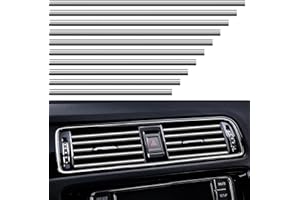 VICDUEKG 10 Pcs Bandes de DIY Style Décoration de Sortie d’Air de Voiture, 20cm Moulures de Voiture Bandes de Garniture intérieure d'évent de Bricolage pour Voitures De Sortie d'air Droites (Argent)