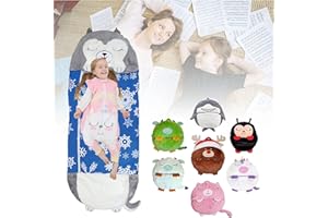 WENNEWU Kinderschlafsack Mit Kissen, Weiche, Bequeme, Faltbare SchlafsäCke FüR Jungen Und MäDchen, FüR Outdoor-Indoor-Spiele Und Camping FüR Kinder,I,180cm*70cm