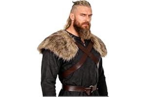 keland Męski wiking kołnierz ze sztucznego futra szalik na ramię akcesoria do kostiumów