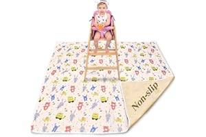 Nabance Splash Mat for Underneath Highchair, 53” Washable Floor Splat Mat for Children Messy Play Time, Nonslip Waterproof Food Splash Spill Mat for Pet, Table Protector Cover