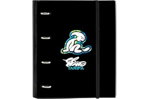 SAFTA EL NIÑO Green Bali - Carpeta 4 Anillas de 35 cm con 100 Hojas A4, Ideal para Niños de Diferentes Edades, Cómoda y Versátil, Calidad y Resistencia, 27x3.5x32 cm, Color Negro