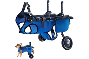 HOCOMAY Ruote per cani per zampe posteriori, sedia a rotelle regolabile per cani con sacchetti per urina e sacchetti per rifiuti, sedia a rotelle per animali domestici da 4 a 9 kg, design ad anello con fibbia