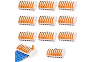 AGOGUE 10 sztuk elektrycznych łączników kablowych, zacisków kablowych, z dźwignią uruchamiającą, zaciski łączące 250 V, 32 A, zestaw 8 przewodów elektrycznych bloków przyłączeniowych