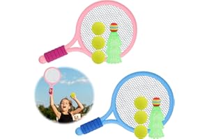 Quxvena Tennisschläger Kinder mit Tragetasche, Weiche Trainingsbälle und Badminton Birdies, 2 in 1 Tennisschläger Geschenkset für Kinder Outdoor Indoor Sport